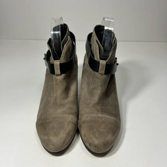 Rag & Bone Harrow Ankle Booties with Strap Suede Wax Coated Leather Size 7.5 - Picture 4 of 11